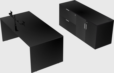 Parallel desk with credenza