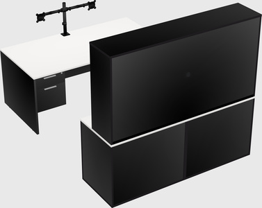 Parallel desk with credenza