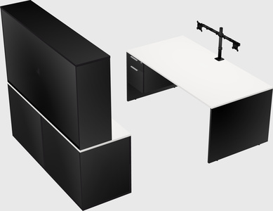 Parallel desk with credenza