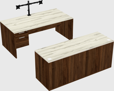 Parallel desk with credenza