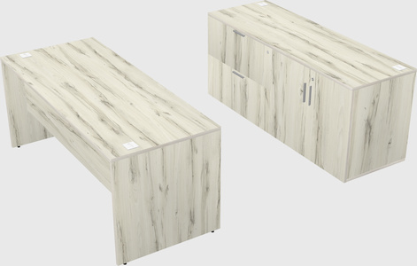 Parallel desk with credenza