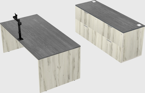 Parallel desk with credenza