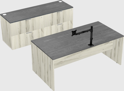 Parallel desk with credenza