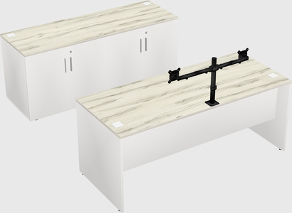 Bureau parallèle avec crédence