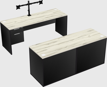 Parallel desk with credenza