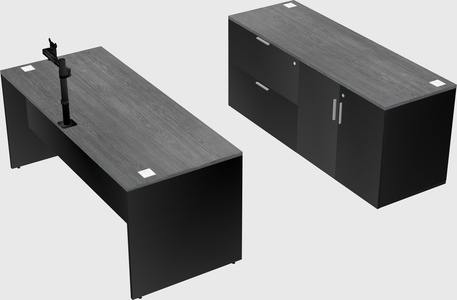 Parallel desk with credenza
