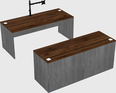 Parallel desk with credenza
