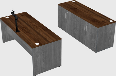 Parallel desk with credenza