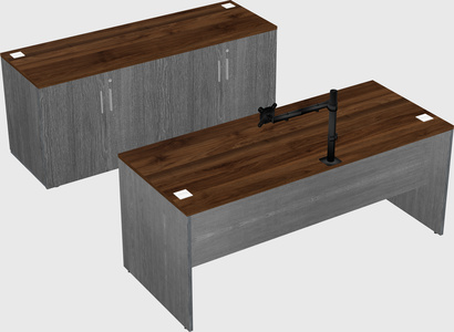 Parallel desk with credenza