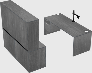 Parallel desk with credenza