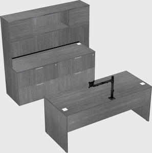 Parallel desk with credenza