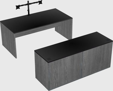 Parallel desk with credenza