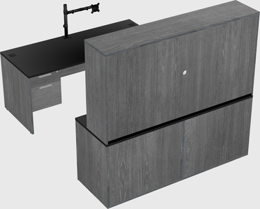 Parallel desk with credenza