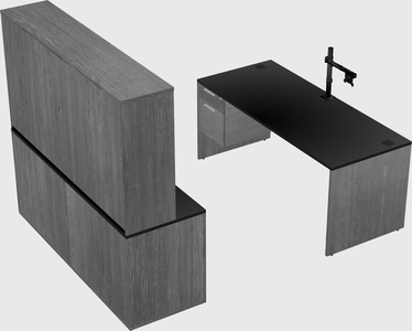 Parallel desk with credenza
