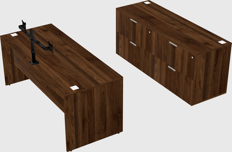 Parallel desk with credenza