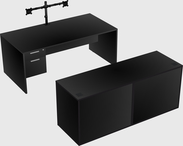 Bureau parallèle avec crédence