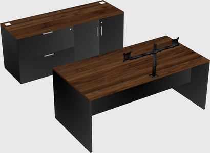 Parallel desk with credenza