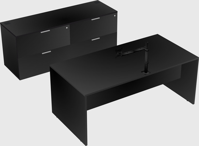 Parallel desk with credenza