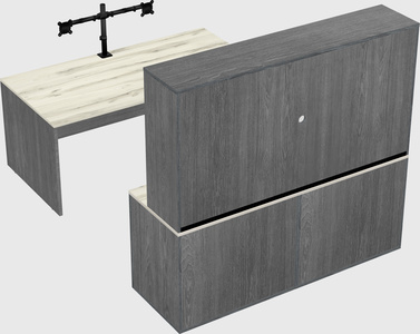 Bureau parallèle avec crédence