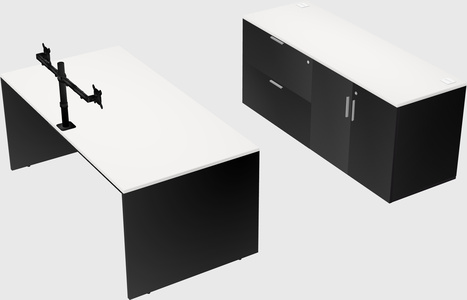 Parallel desk with credenza