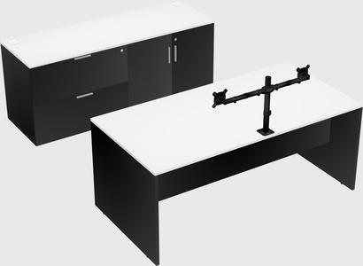 Parallel desk with credenza