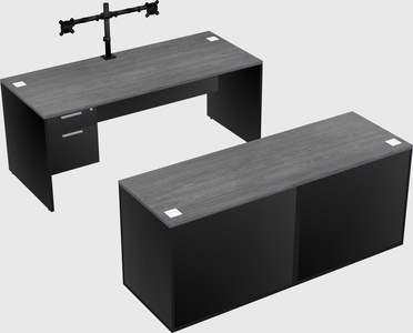 Parallel desk with credenza