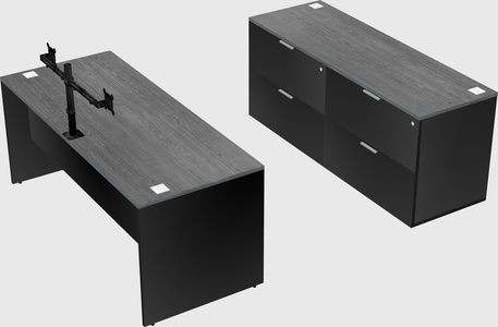 Parallel desk with credenza