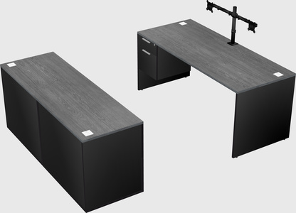 Parallel desk with credenza