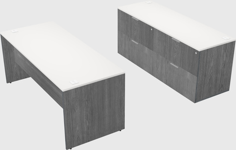 Parallel desk with credenza
