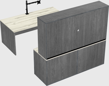 Parallel desk with credenza