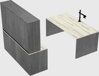 Parallel desk with credenza