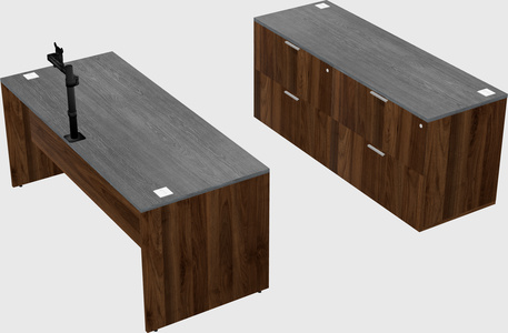 Parallel desk with credenza