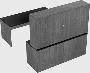 Parallel desk with credenza