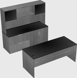 Parallel desk with credenza