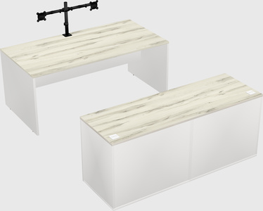Parallel desk with credenza