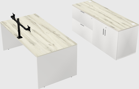 Parallel desk with credenza