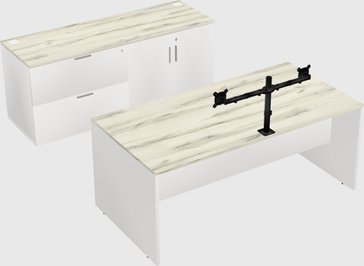 Parallel desk with credenza