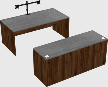 Bureau parallèle avec crédence