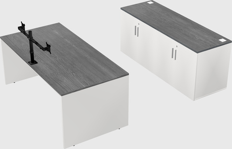 Parallel desk with credenza