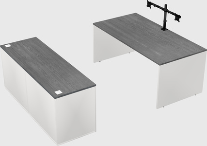 Parallel desk with credenza