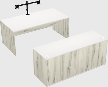 Parallel desk with credenza