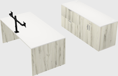 Parallel desk with credenza