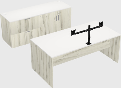 Parallel desk with credenza