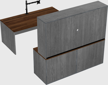 Parallel desk with credenza