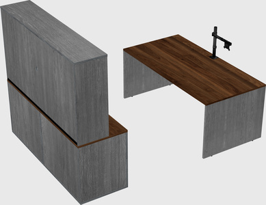 Parallel desk with credenza