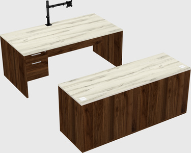 Parallel desk with credenza