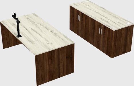 Parallel desk with credenza