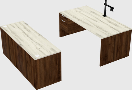 Parallel desk with credenza