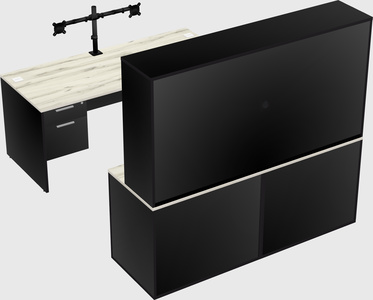 Bureau parallèle avec crédence