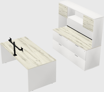 Parallel desk with credenza